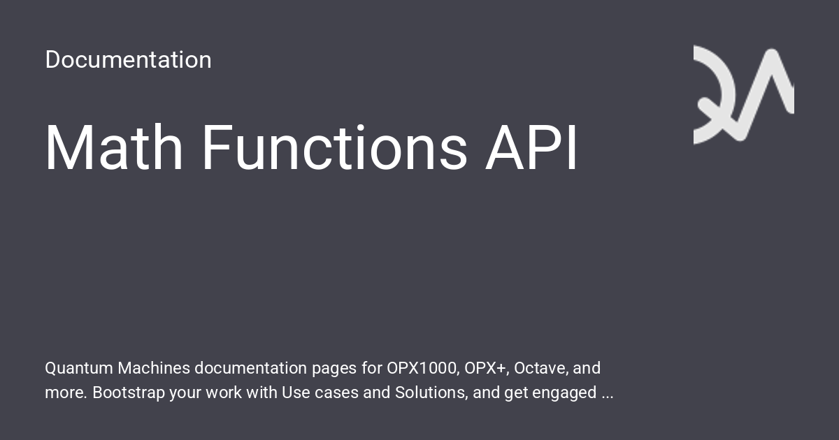 Math Functions API - Documentation