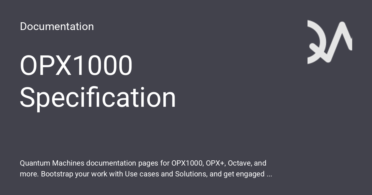 OPX1000 Specification - Documentation