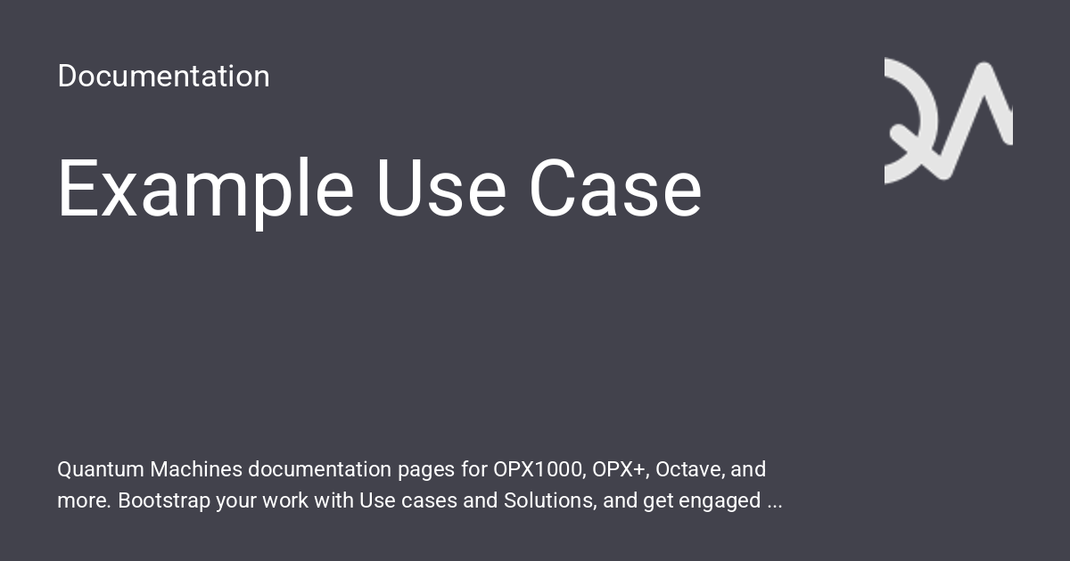 Example Use Case - Documentation